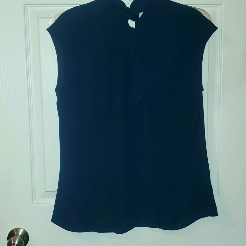 New York and Company Sleeveless Blouse Navy Size L